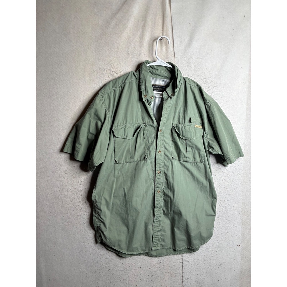 Field & Stream Mens Large Green Short Sleeve Fishing Shirt Ventilated Pockets